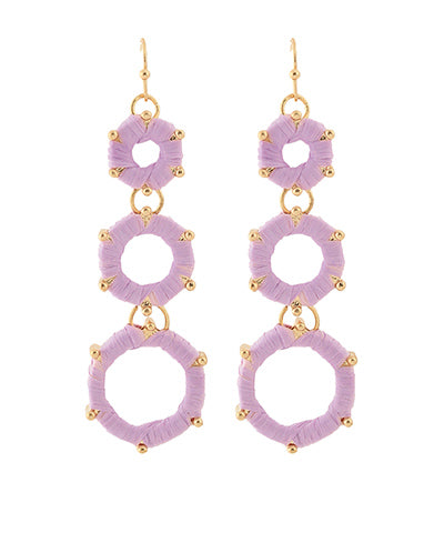 Wrapped Raffia 3 Circle Drop Earrings