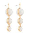 Gold Frame 3 Size Round Pearl Earrings