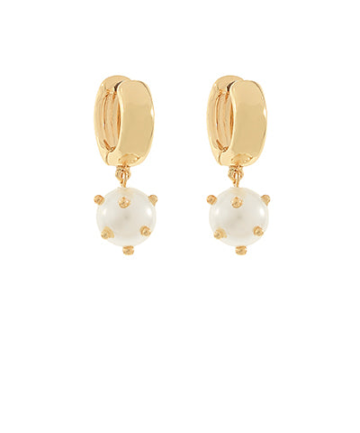 Round Pearl Dangling Hoops