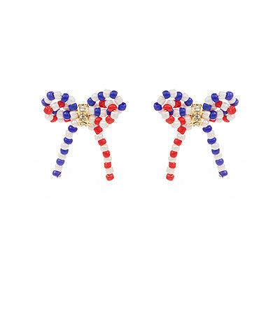 USA Color Twisted Double Bow Earrings