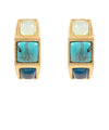Square Stone Linked Half Open Hoops