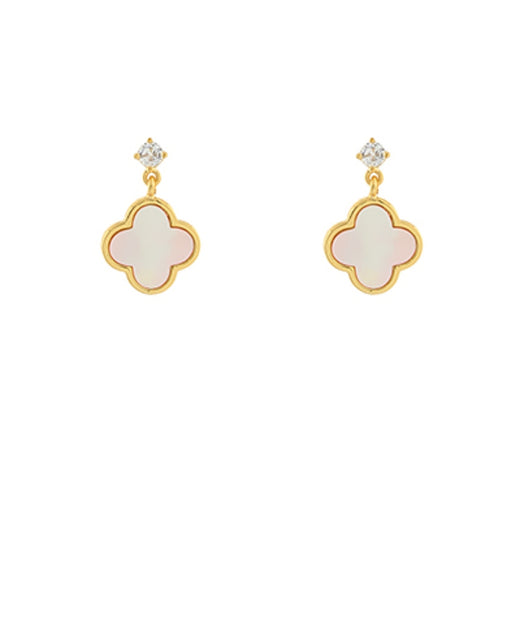 Pave CZ & Clover Dangle Earrings