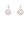 Pave CZ & MOP Clover Dangle Earrings