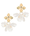 Metal & Pearl Flower Earrings
