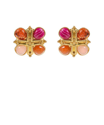 Vintage Cross Stone Studded Earrings