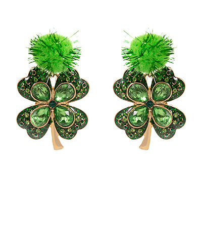 Shamrock & Pom Pom Glitter Earrings