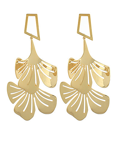 Square & Curved Ginko Leaf Earrings