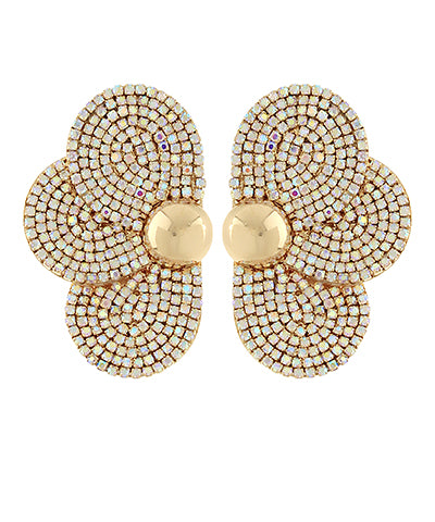 Pave Crystal Half Flower Earrings