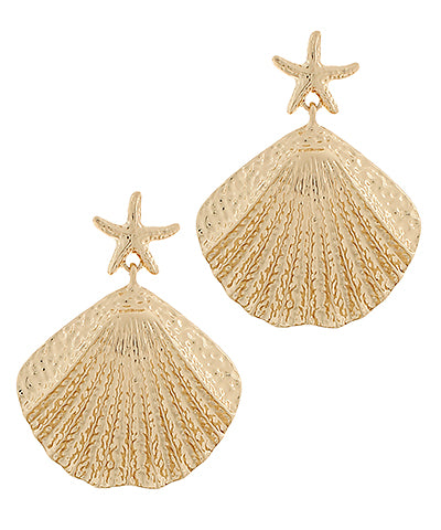 Textured Shell Shape & Starfish Earrings
