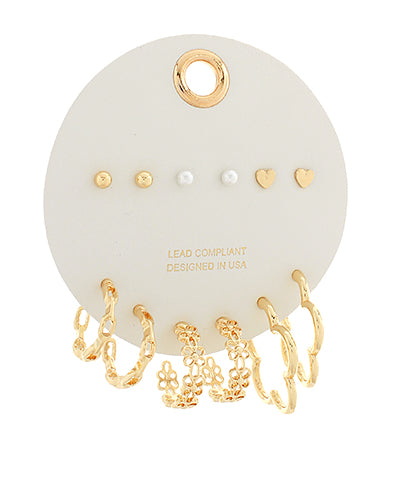 Heart Studs & Multi Hoops Set