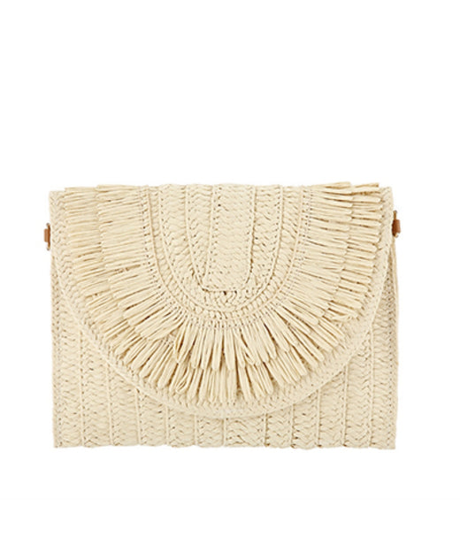 Frill Flipover Straw Clutch