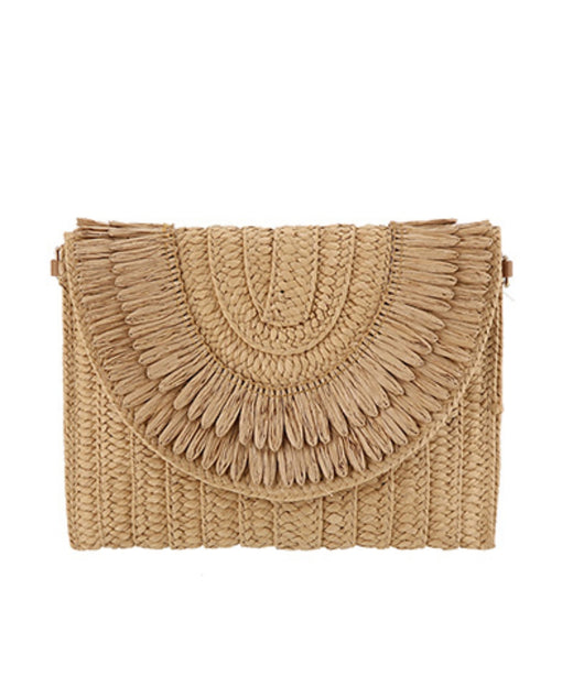 Frill Flipover Straw Clutch