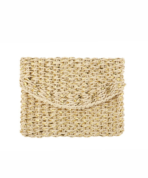 Woven Metallic Straw Clutch