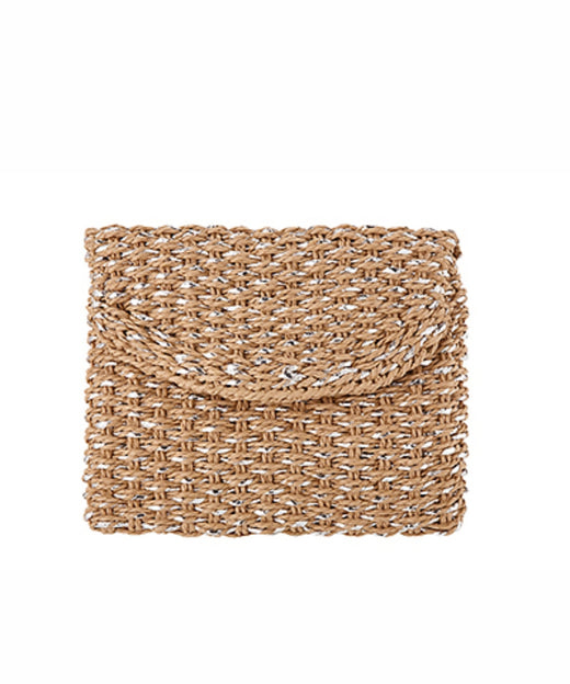 Woven Metallic Straw Clutch