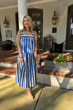 Striped Ribbon Back Midi Dress