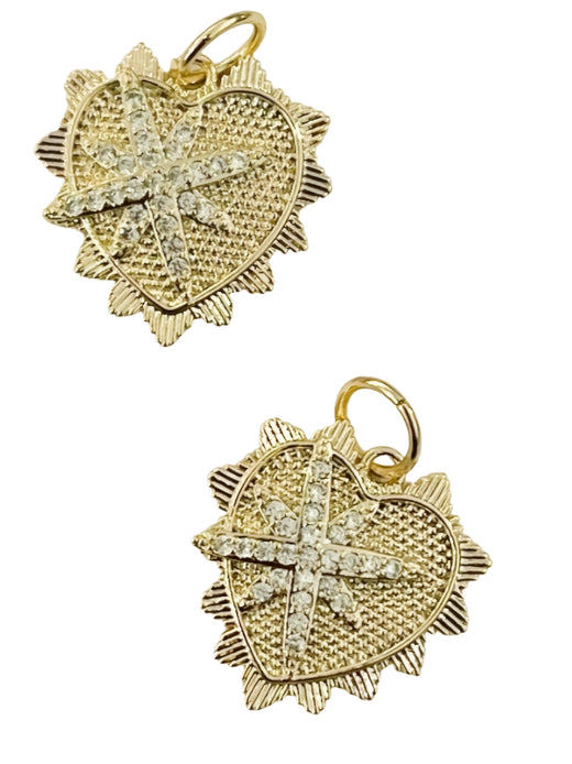 Ruffle Gem Heart Charm