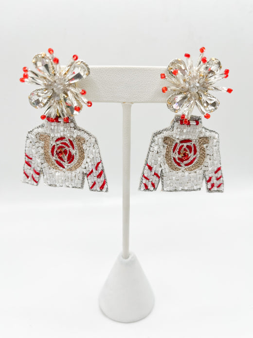 Derby Rose Horseshoe Jockey Silks Earrings