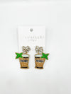 Derby Mint Julep Cup Hand  Beaded Earrings