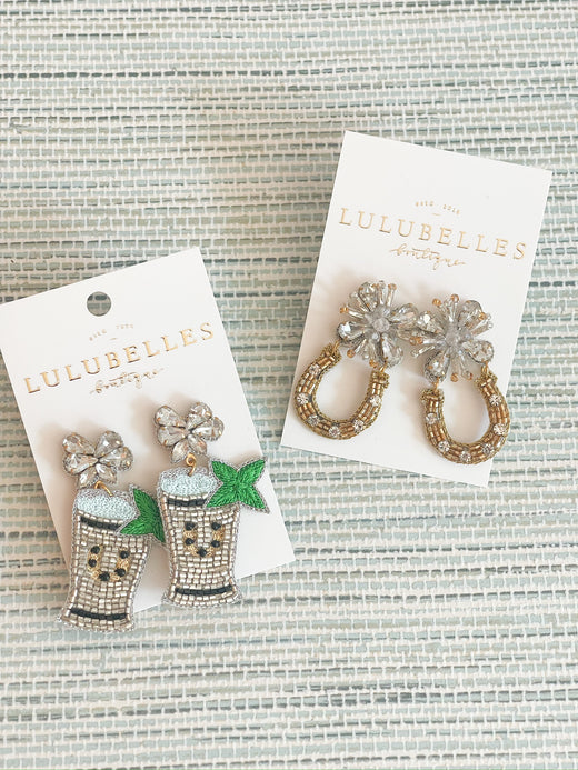 Derby Mini Horseshoe Beaded Earrings