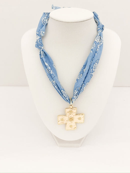 Skies Are Blue Scarf Charm Necklace