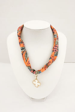 Pearl Clover Scarf Charm Necklace