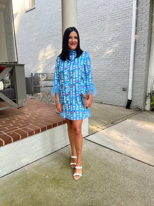 Grace Luxe Feather Caftan Midi Dress