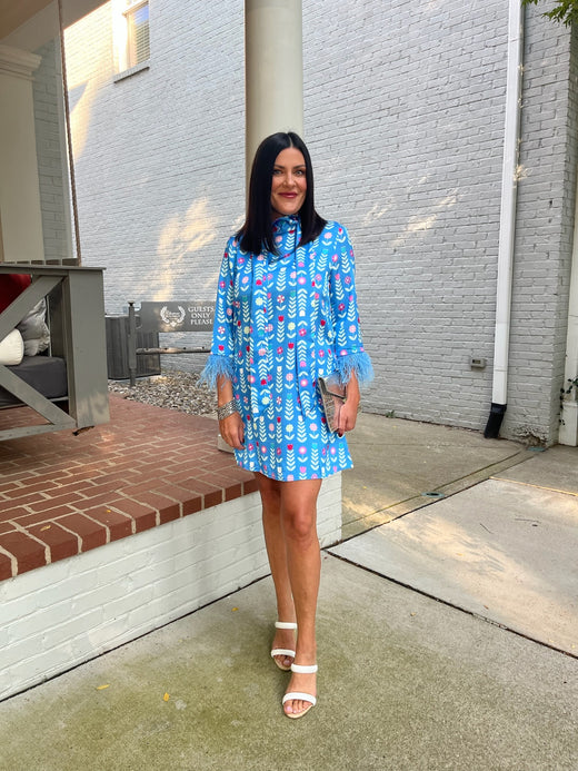 Grace Luxe Feather Caftan Midi Dress