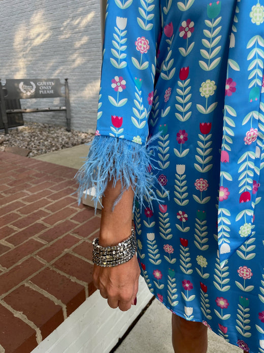 Grace Luxe Feather Caftan Midi Dress