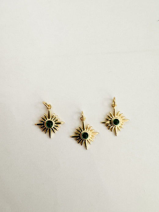 Green Gem Starburst Charm