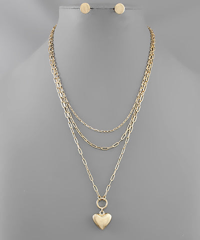 Heart Charm Chain Layer Necklace