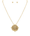 Embossed Coin Bee Pendant Necklace