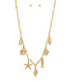 Pearl in Shell & Sea Life Multi Charm Necklace