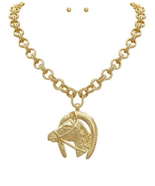 Horse & Horseshoe Necklace