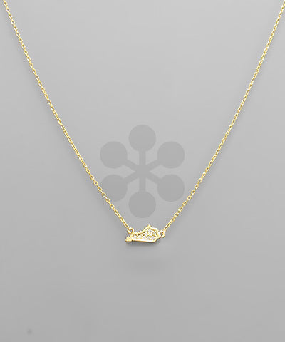 Paved CZ State Map Necklace