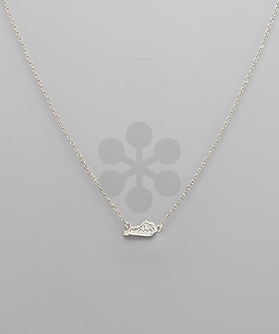 Paved CZ State Map Necklace