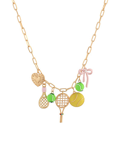 Tennis Theme & Multi Charm Necklace