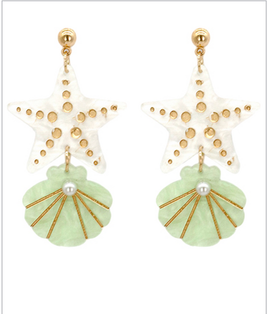 Glitter Starfish and Shell Earrings