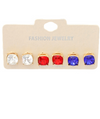 Square Glass Bead Studs Set