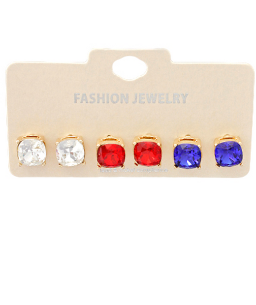 Square Glass Bead Studs Set