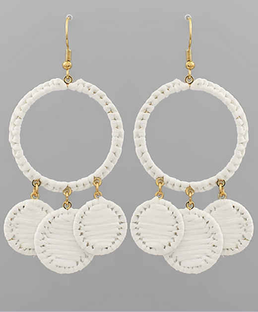 3 Round Wrapped Raffia Link Earrings
