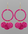 3 Round Wrapped Raffia Link Earrings