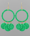 3 Round Wrapped Raffia Link Earrings