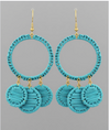 3 Round Wrapped Raffia Link Earrings