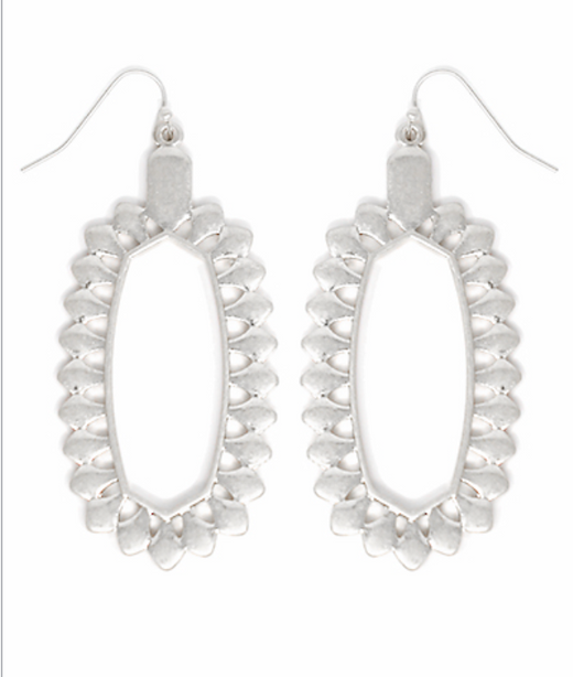 Leaf Placed Hexagon Earrings