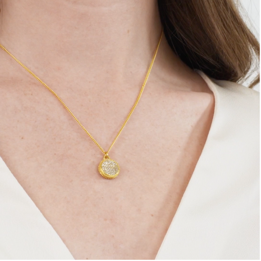 Julie Vos, Fleur-de-Lis Solitaire Iridescent Crystal Clear Reversible Necklace