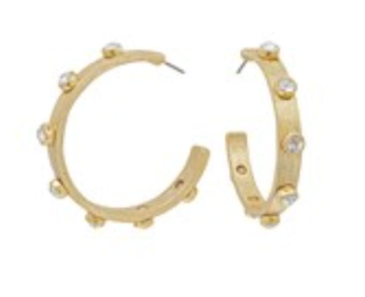 Crystal Station Textured Open Hoops