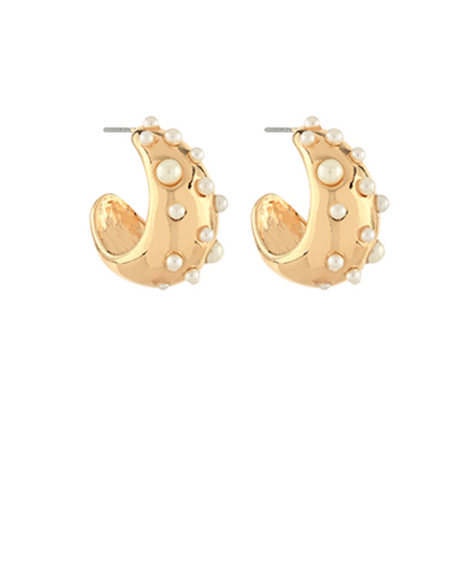 Dotted Pearl Metal Open Hoops