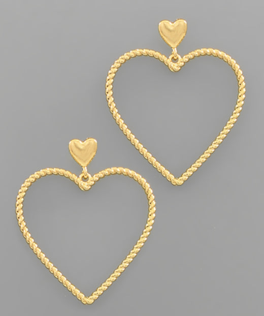 Rope Textured Heart Earring