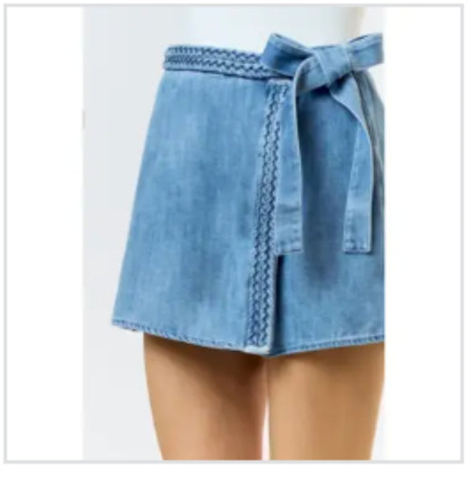 Braided Denim Skort
