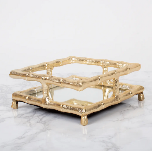 Gold Bamboo COcktail Napkin Tray